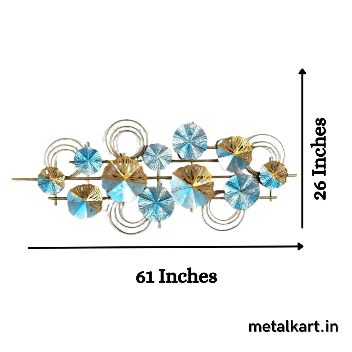 Handcrafted Blue Gold Circular Metallic Plates (61 x 26 Inches)