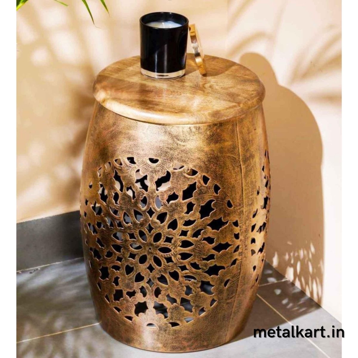 Handcrafted Multipurpose Metallic Stool For living room (14*17*14 Inches approx)