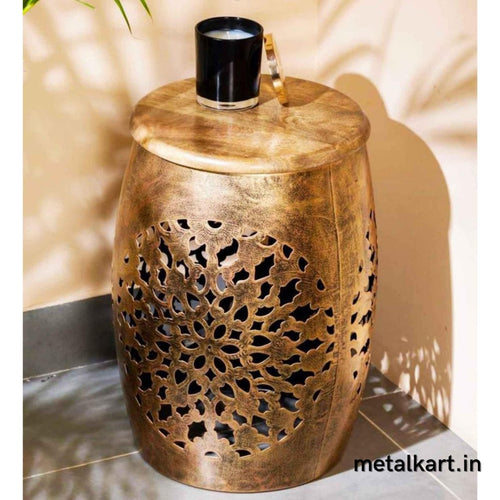 Handcrafted Multipurpose Metallic Stool For living room (14*17*14 Inches approx)
