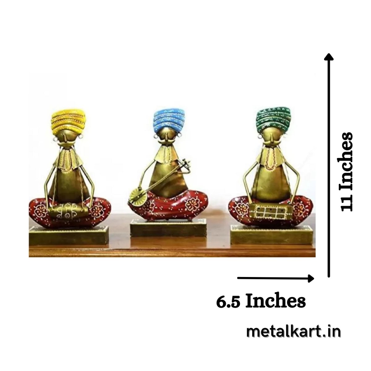 Handcrafted Set of Rooted Music Group of 3 For living room (6.5*3*11 Inches approx)