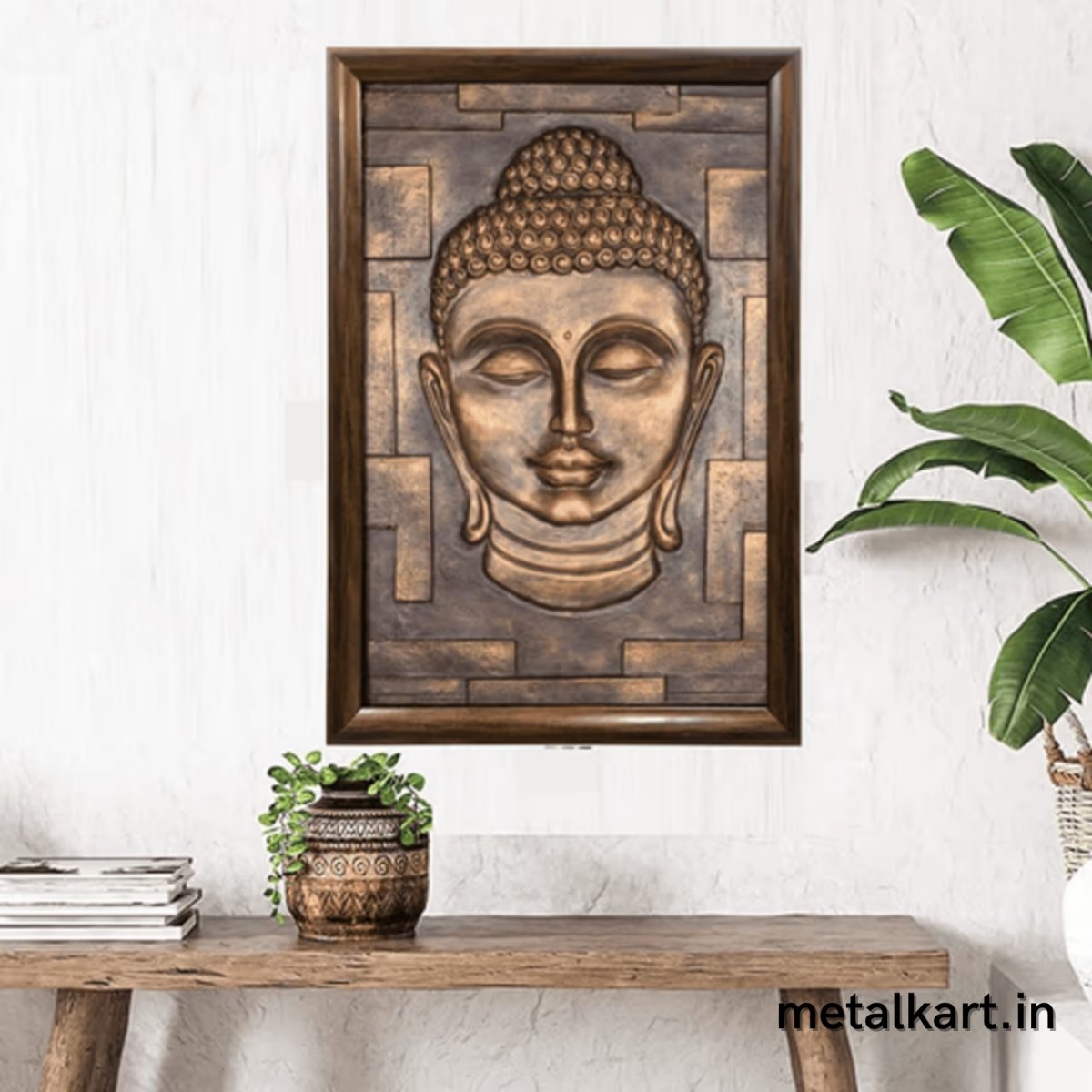 Handpainted Buddha Face 3D Wall Hanging (36 x 24 Inches)