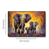 Thumbnail for Harmonious Trio Canvas Painting of Three Beautiful Elephants in Sync (36 x 24 Inches)