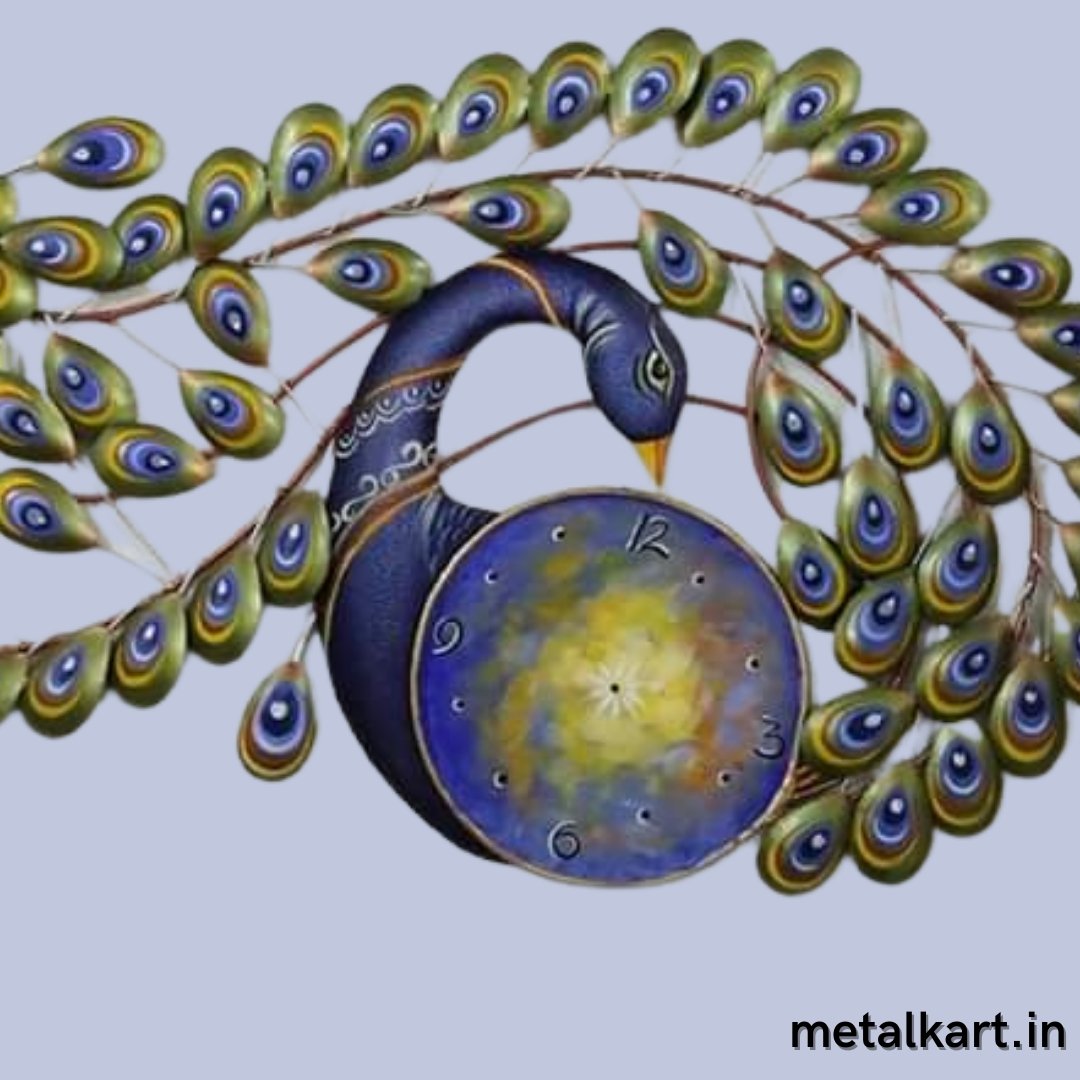 Haughty peacock design wall clock (29 x 15 Inches