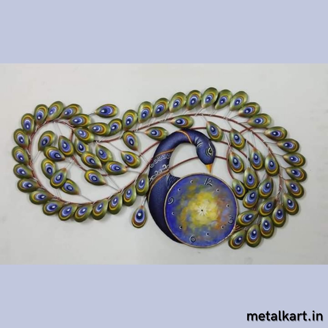 Haughty peacock design wall clock (29 x 15 Inches