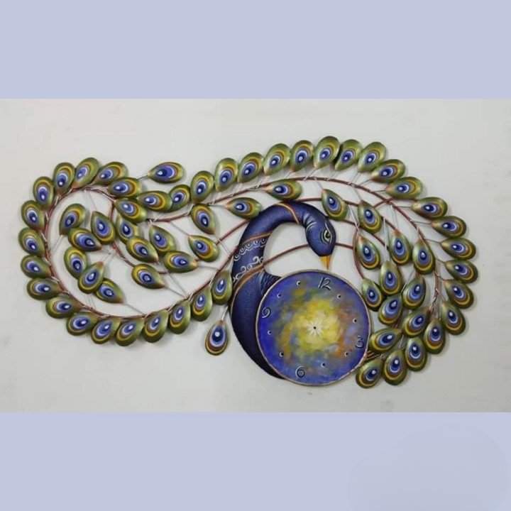 Haughty peacock design wall clock (29 x 15 Inches