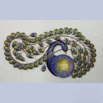 Haughty peacock design wall clock (29 x 15 Inches