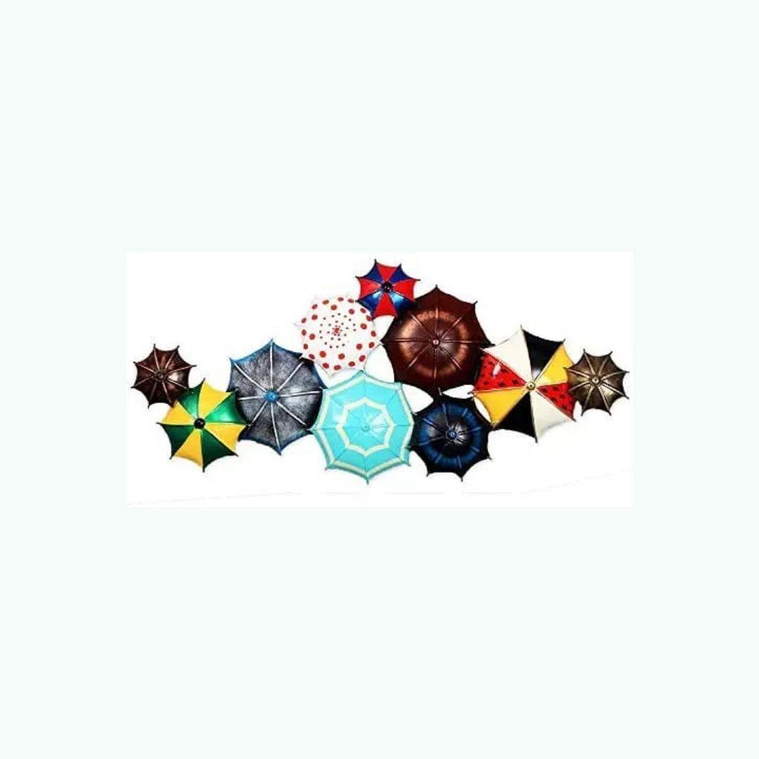 Iron metallic ten umbrellas wall art (42 x 20 Inches)