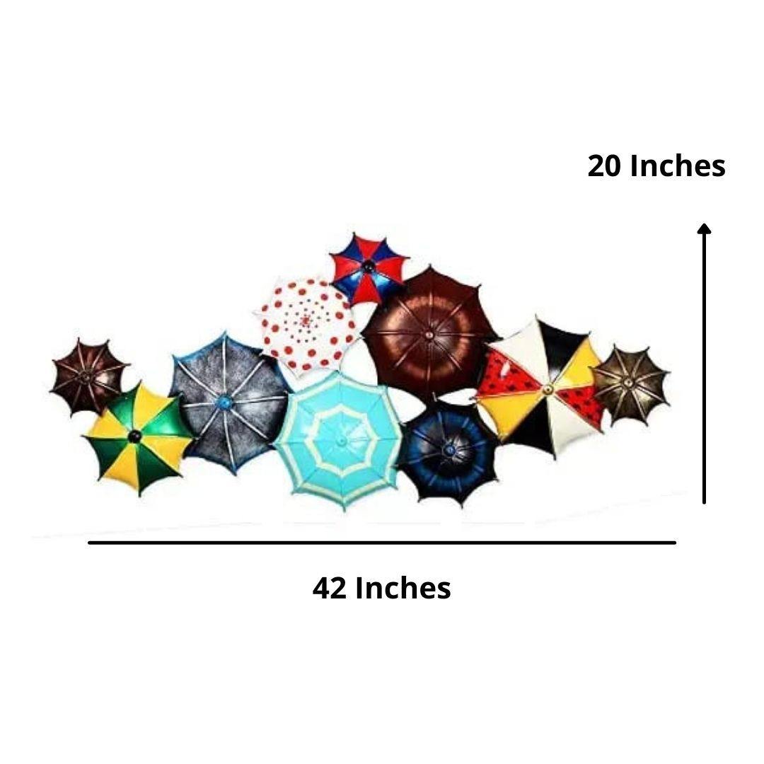 Iron metallic ten umbrellas wall art (42 x 20 Inches)