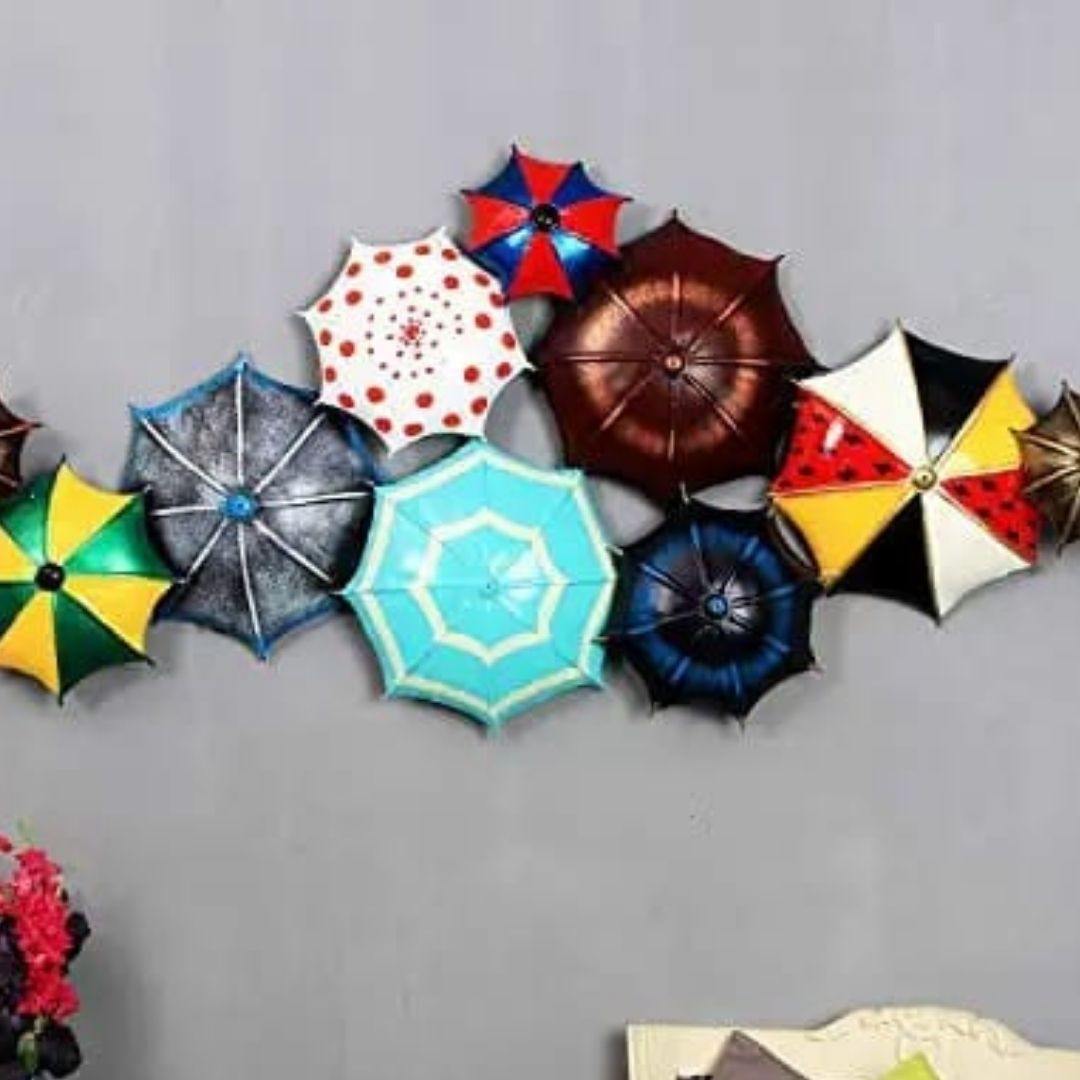 Iron metallic ten umbrellas wall art (42 x 20 Inches)