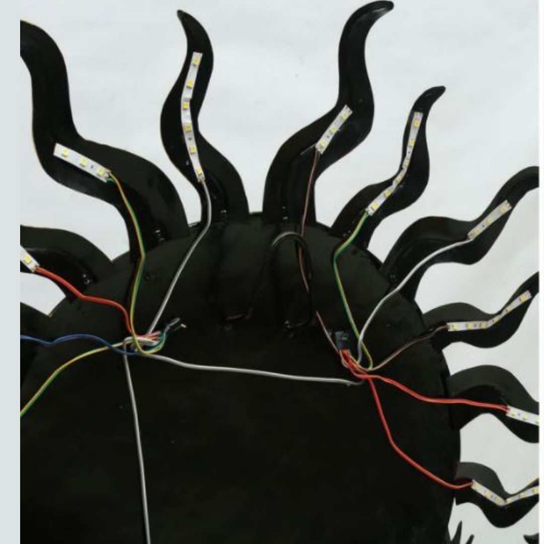 Iron painted 7 horse with sun wall hanging with led (57 x 33 Inches)