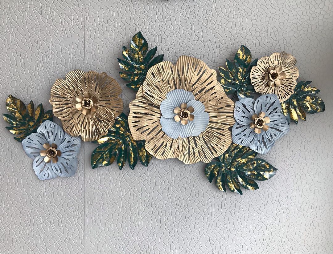 Jewel Toned Flowers wall Art (52 x 23 Inches)