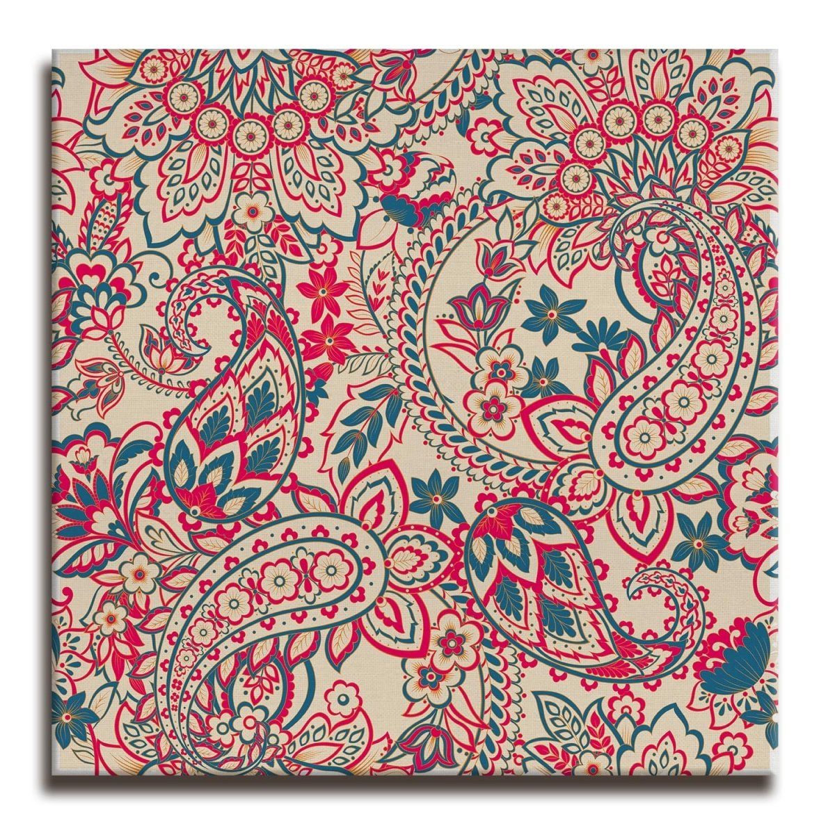 Kalamkari Classic Paisley Canvas Wall Painting (36 x 36 Inches)