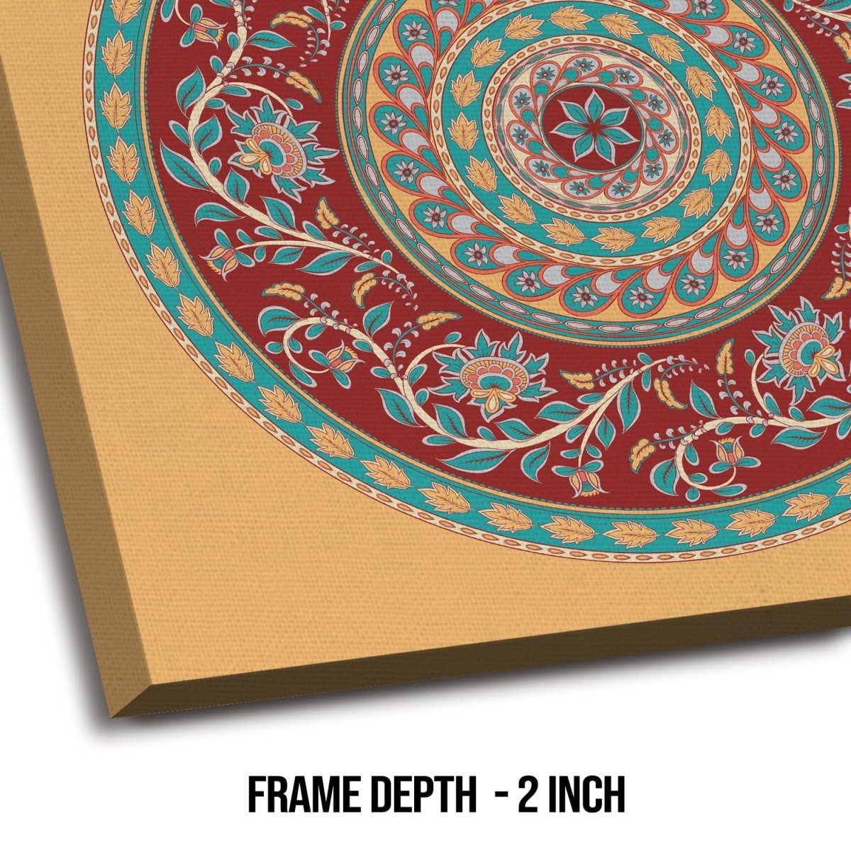 Kalamkari Mandala of Madhubani Canvas Wall Painting (36 x 36 Inches)