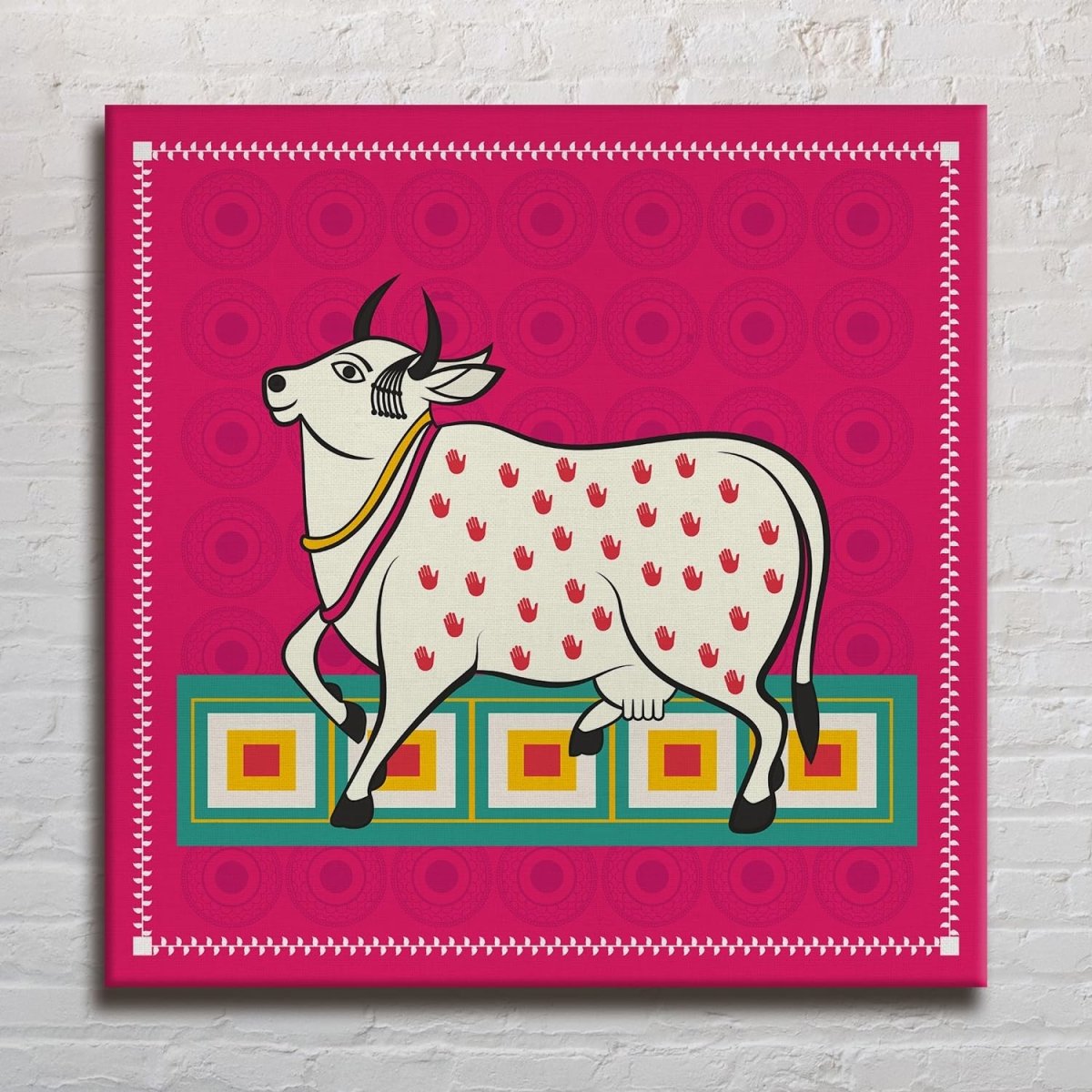 Kalighat Paintings: Metalkart Special Ruminations in Rose Wall Painting (36 x 36 Inches)