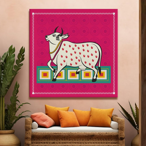Kalighat Paintings: Metalkart Special Ruminations in Rose Wall Painting (36 x 36 Inches)