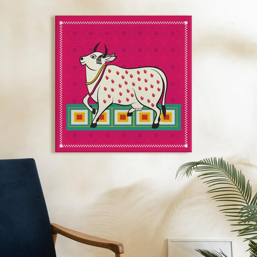Kalighat Paintings: Metalkart Special Ruminations in Rose Wall Painting (36 x 36 Inches)