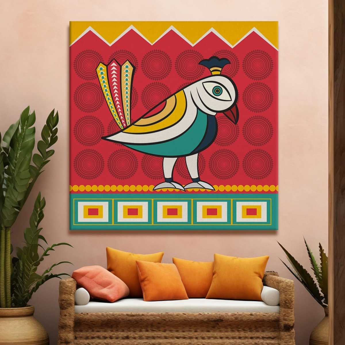 Kalighat Paintings: Metalkart Special Vibrancy of Tradition Wall Painting (36 x 36 Inches)