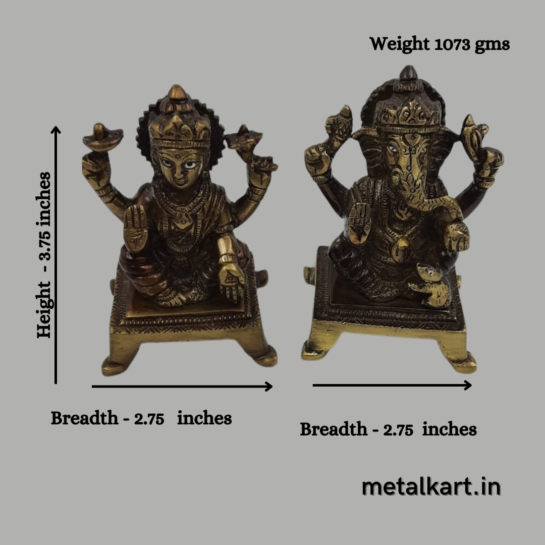 Lakshmi Ganesh Ji (Weight 1073 gms, Height 3.75 Inches)