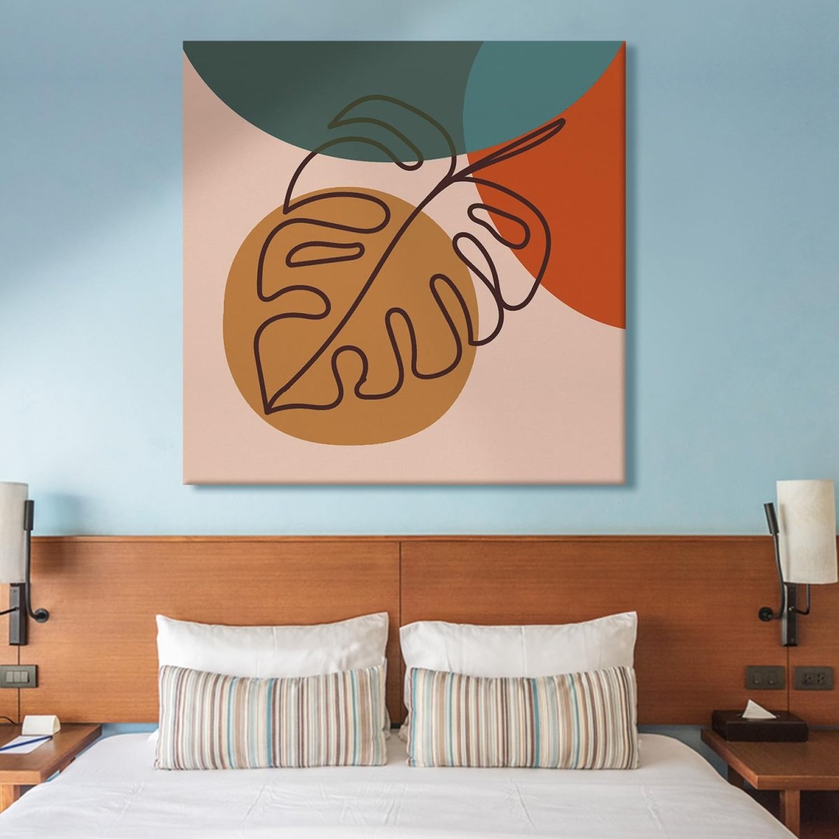 Leaf on Pink Canvas Wall Painting (36 x 36 Inches)