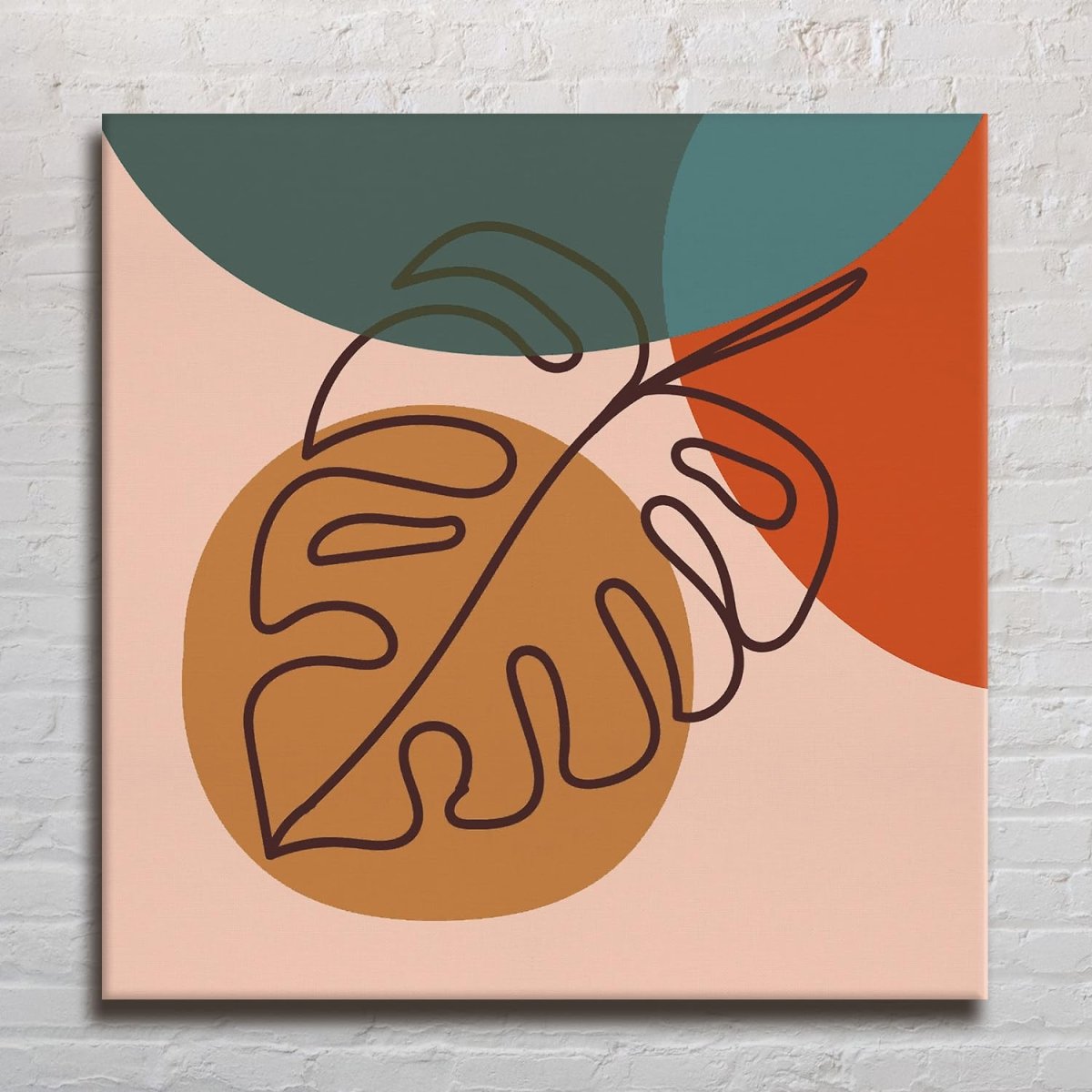 Leaf on Pink Canvas Wall Painting (36 x 36 Inches)