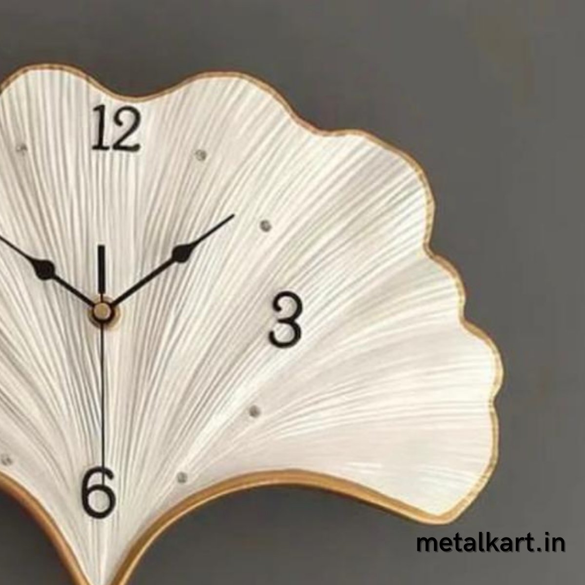 LIFETIME GINKGO LEAF Wall Clock in WHITE (26.5 x 30 Inches)