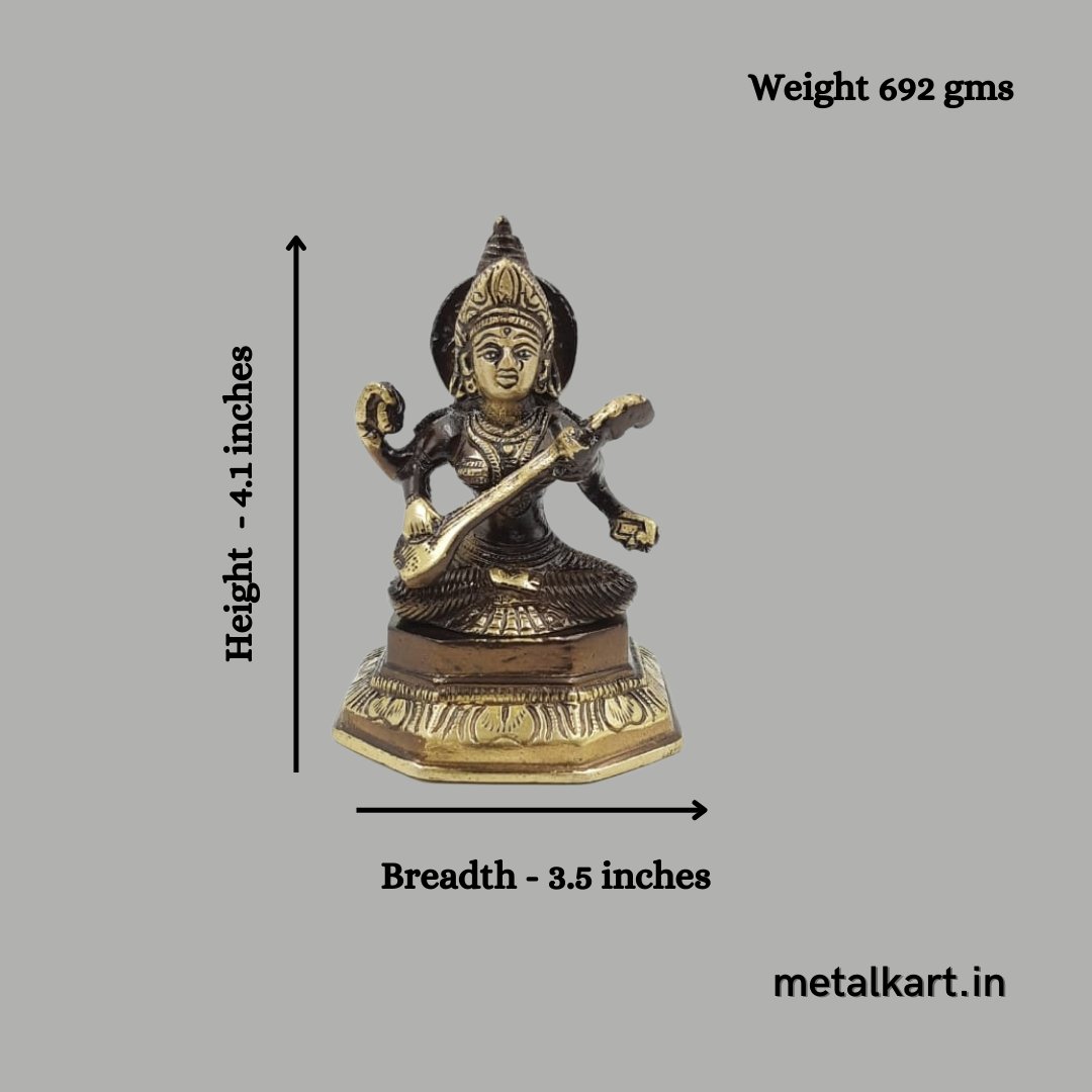 Maa Saraswati (Weight 692 gms, Height 4.1 Inches)