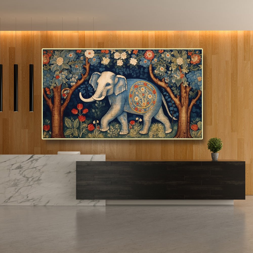 Majestic Roam Canvas Painting of a Beautiful White Elephant (36 x 24 Inches)