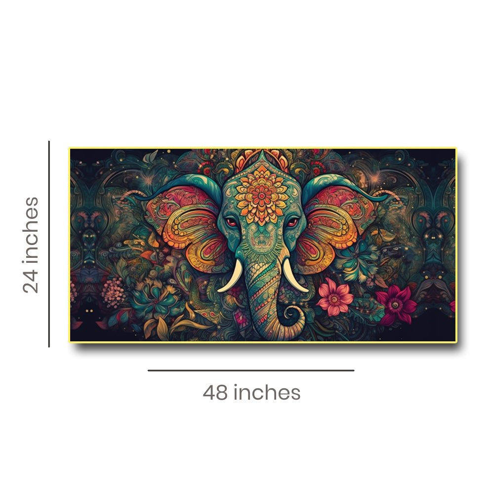 Mangal Murti Morya Ganesha Canvas Painting for Wall Decor (48 x 24 Inches )