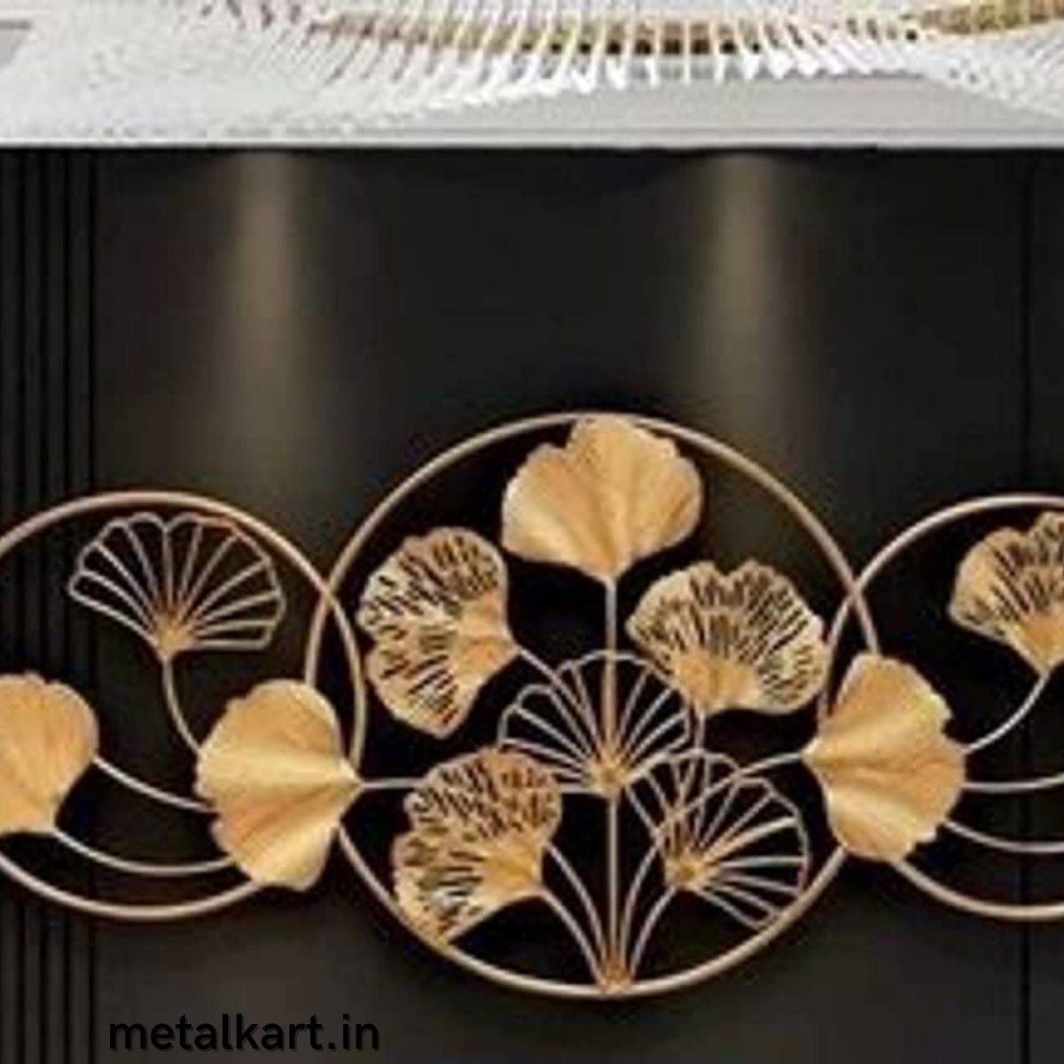 Metalic Leaves Joining 5 Rings Wall Accent (49 x 16.5 Inches)