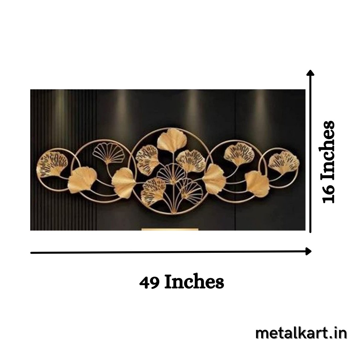 Metalic Leaves Joining 5 Rings Wall Accent (49 x 16.5 Inches)