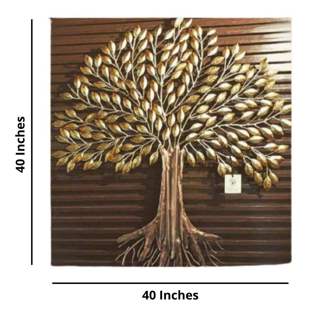 Metalkart golden leaf wall tree (40 x 40 Inch)