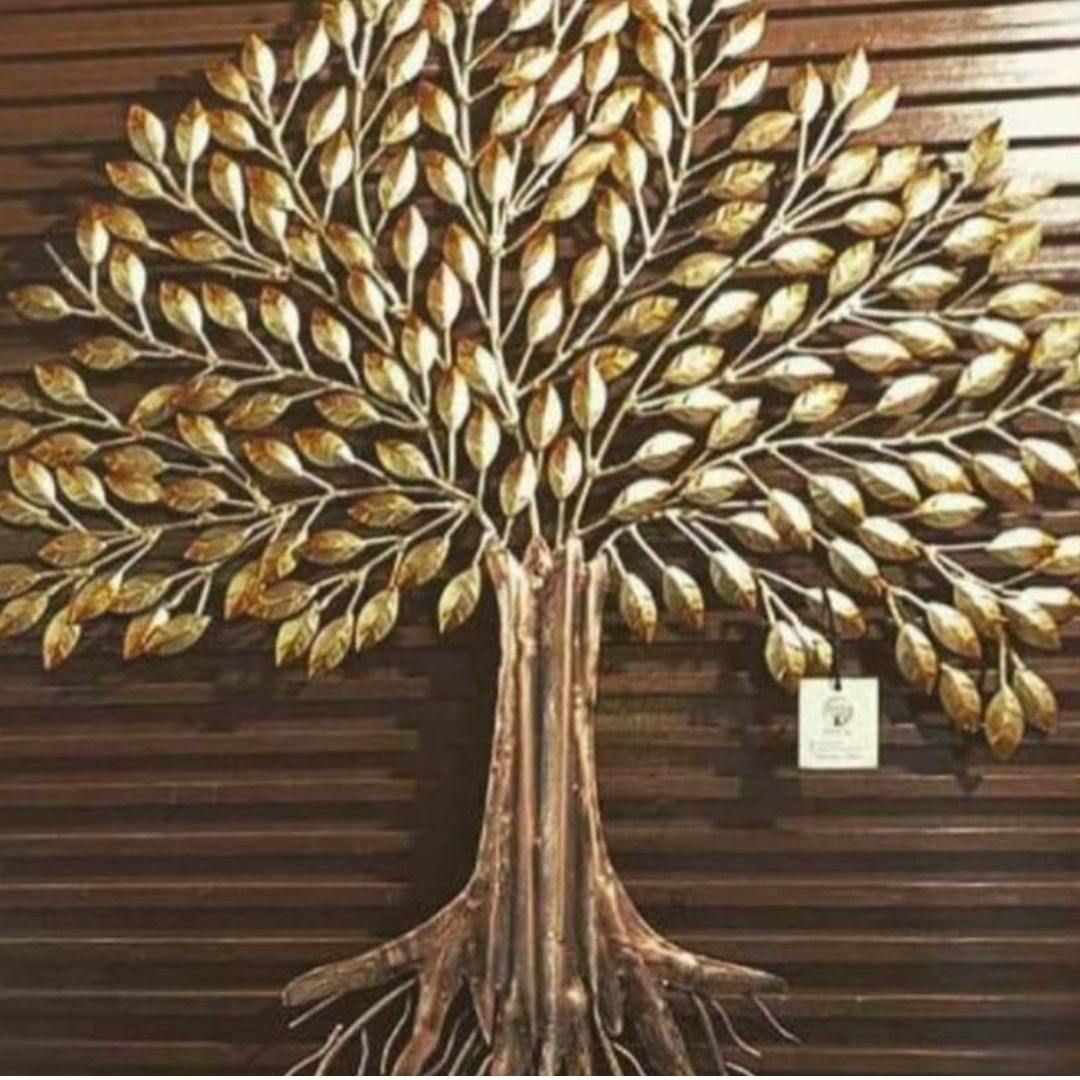 Metalkart golden leaf wall tree (40 x 40 Inch)