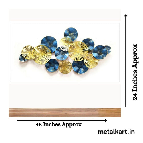 Metalkart iron decor for walls with Gold and Blue (52 x 26 Inches)