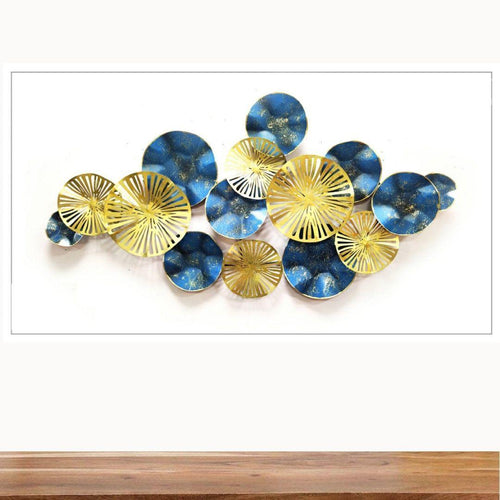 Metalkart iron decor for walls with Gold and Blue (52 x 26 Inches)