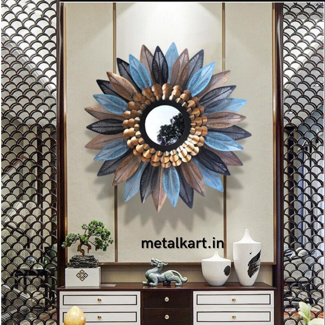 Metalkart Leafy pistil Mirror (30 Inches)