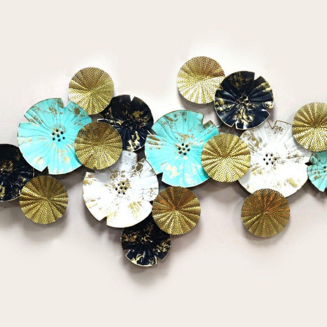 Metalkart multicolor 17 Plates Abstract wall art (50 x 27 Inches)