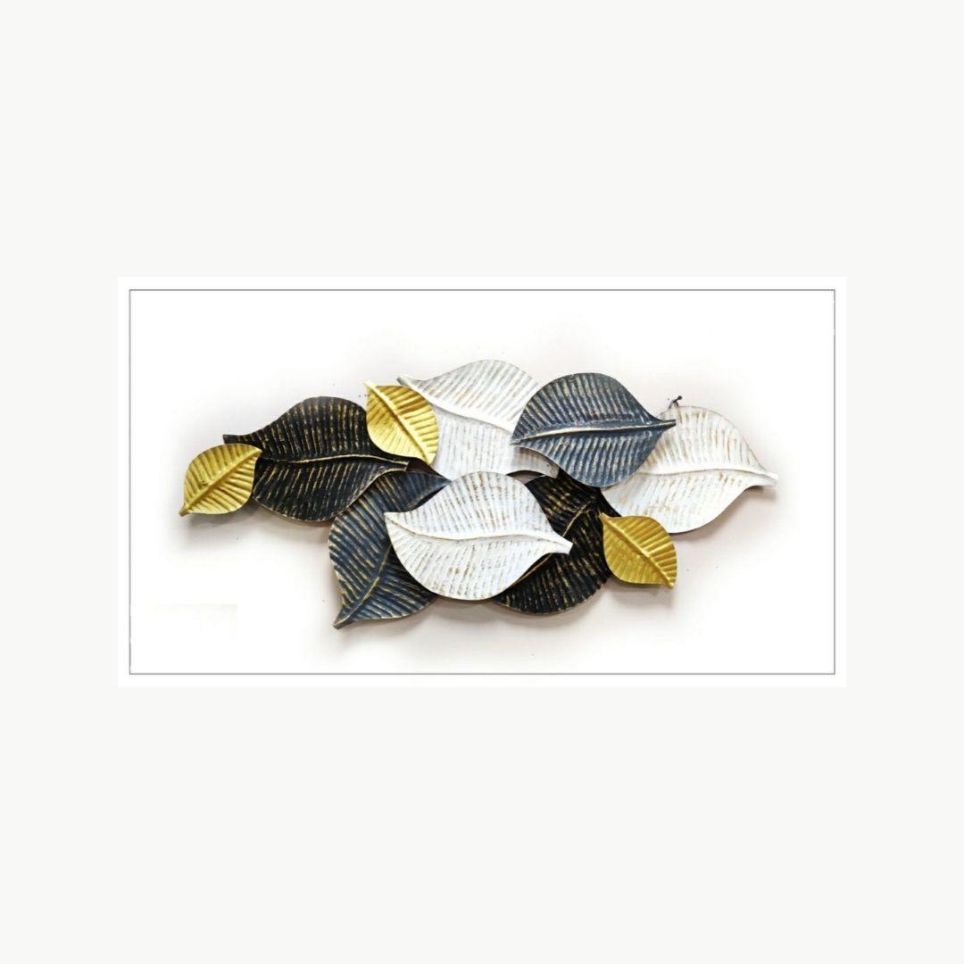Metalkart sacred iron leafs wall art for home, office, studio (44 x 22 Inches)