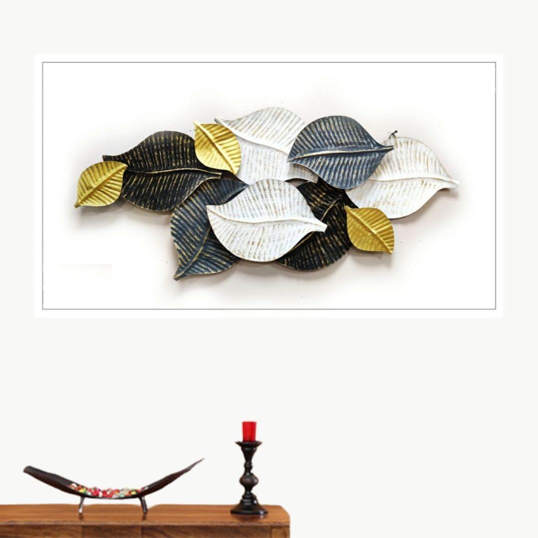 Metalkart sacred iron leafs wall art for home, office, studio (44 x 22 Inches)