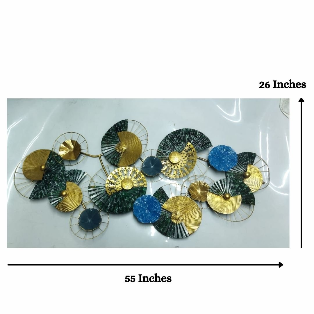 Metalkart special 14 Elegant circles Metallic wall art (55 x 26 Inches)