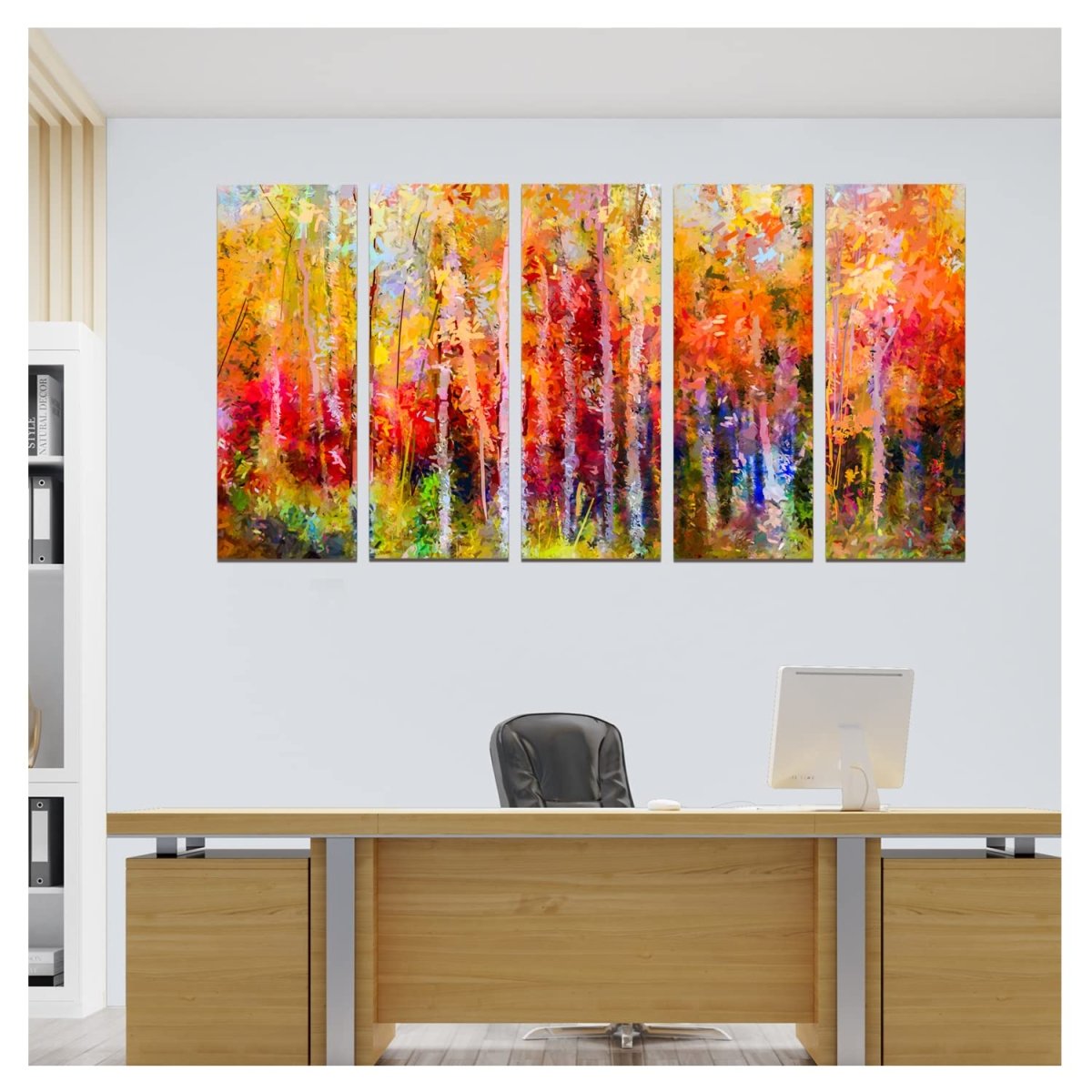 Metalkart Special A Walk in a Rainbow forest Wall Painting (27 x 50 Inches)