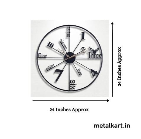 Metalkart Special Alpha Numeric Gold circular Wall Clock (24 x 24 Inches)