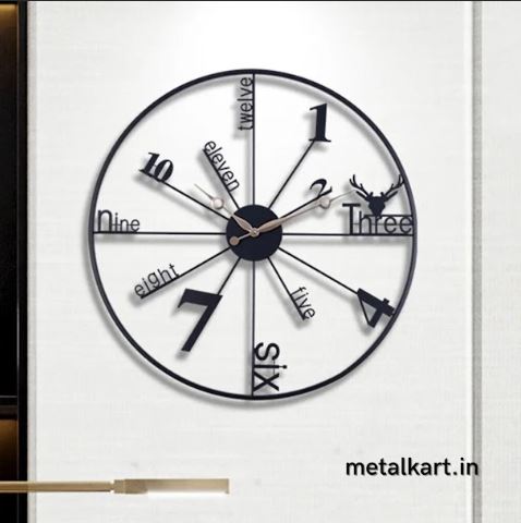 Metalkart Special Alpha Numeric Gold circular Wall Clock (24 x 24 Inches)