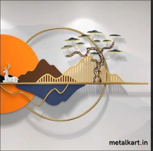 Metalkart Special Branches of Time, Stardust Memories with Deer Wall Art (60 x 26 Inches)