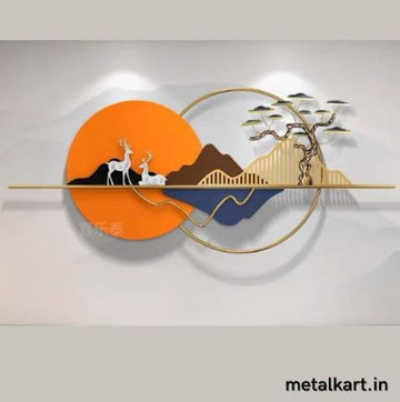 Metalkart Special Branches of Time, Stardust Memories with Deer Wall Art (60 x 26 Inches)