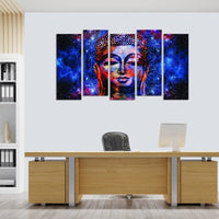 Thumbnail for Metalkart Special Cobalt Contemplation: Gautam Buddha Wall Painting (Set of 5)