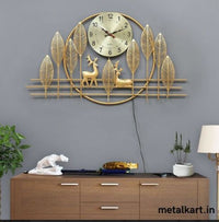 Thumbnail for Metalkart Special Deer Pointed Leaves Wall Clock (48 x 25 Inches)