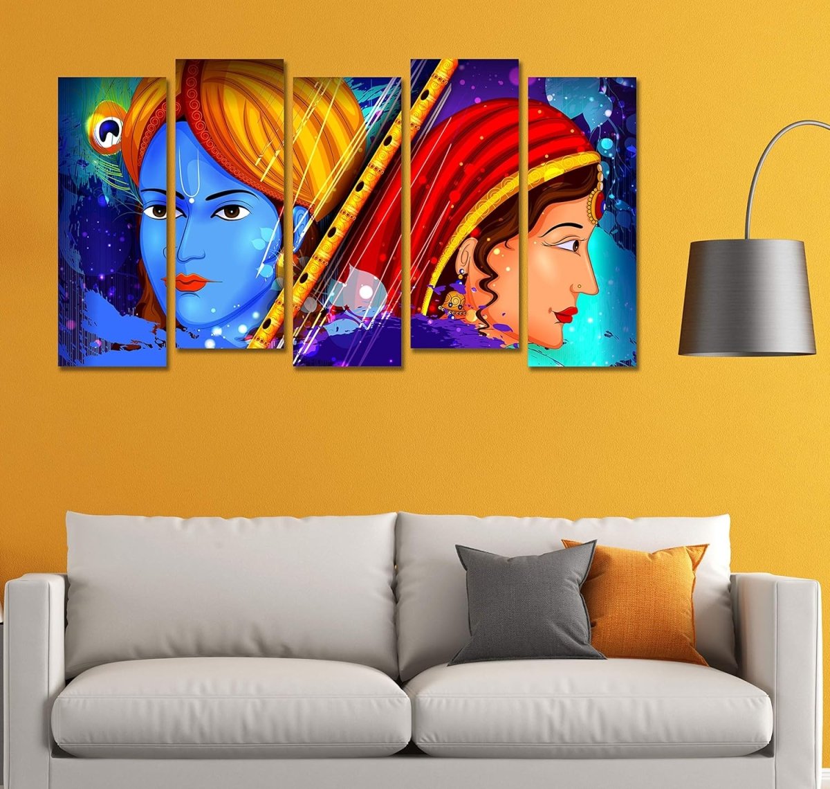 Metalkart Special Echoes of Vrindavan Wall Painting (Set of 5)