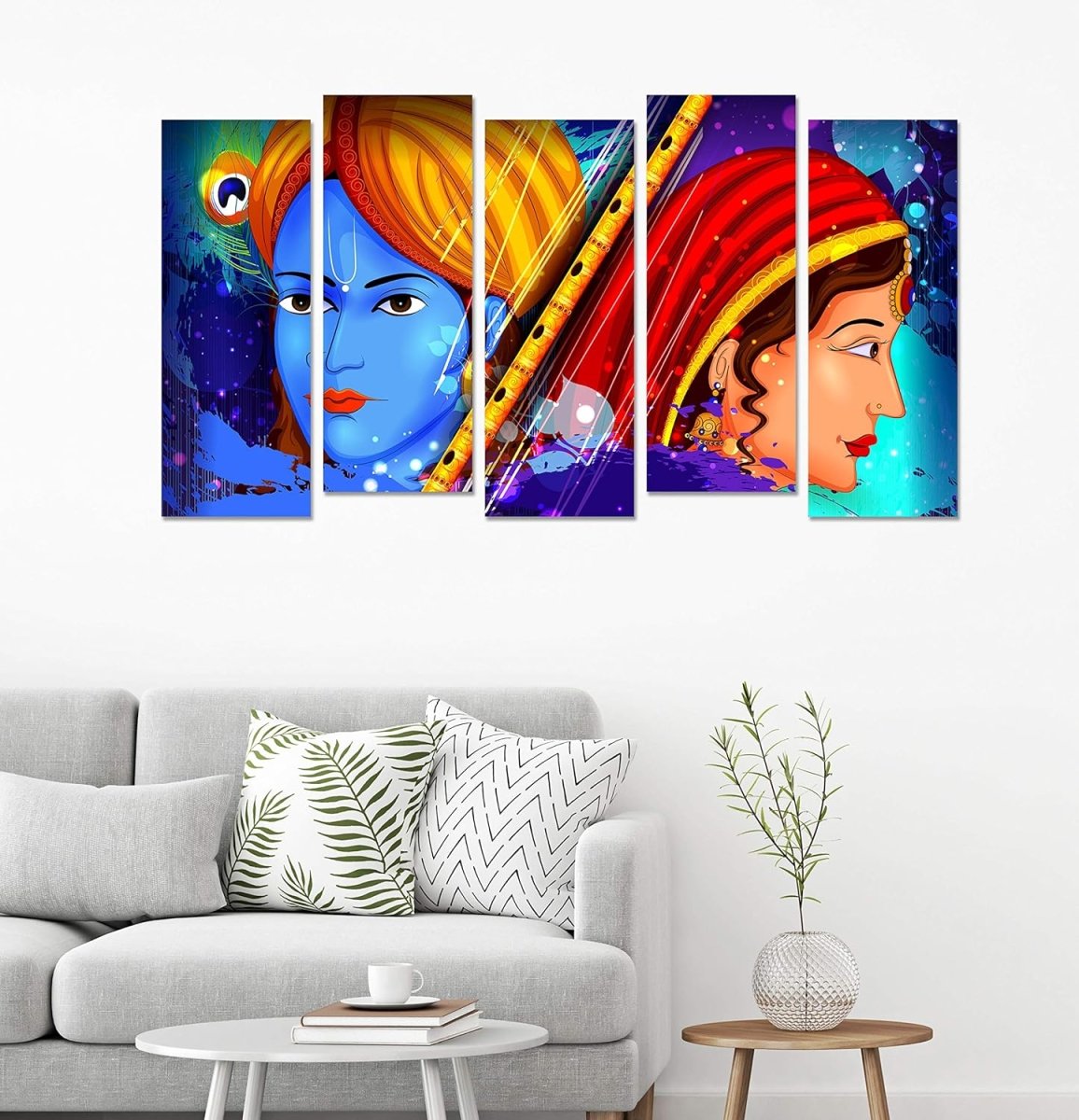 Metalkart Special Echoes of Vrindavan Wall Painting (Set of 5)