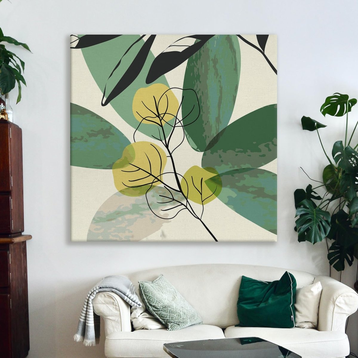 Metalkart Special Emergent Foliage Canvas Wall Painting (36 x 36 Inches)