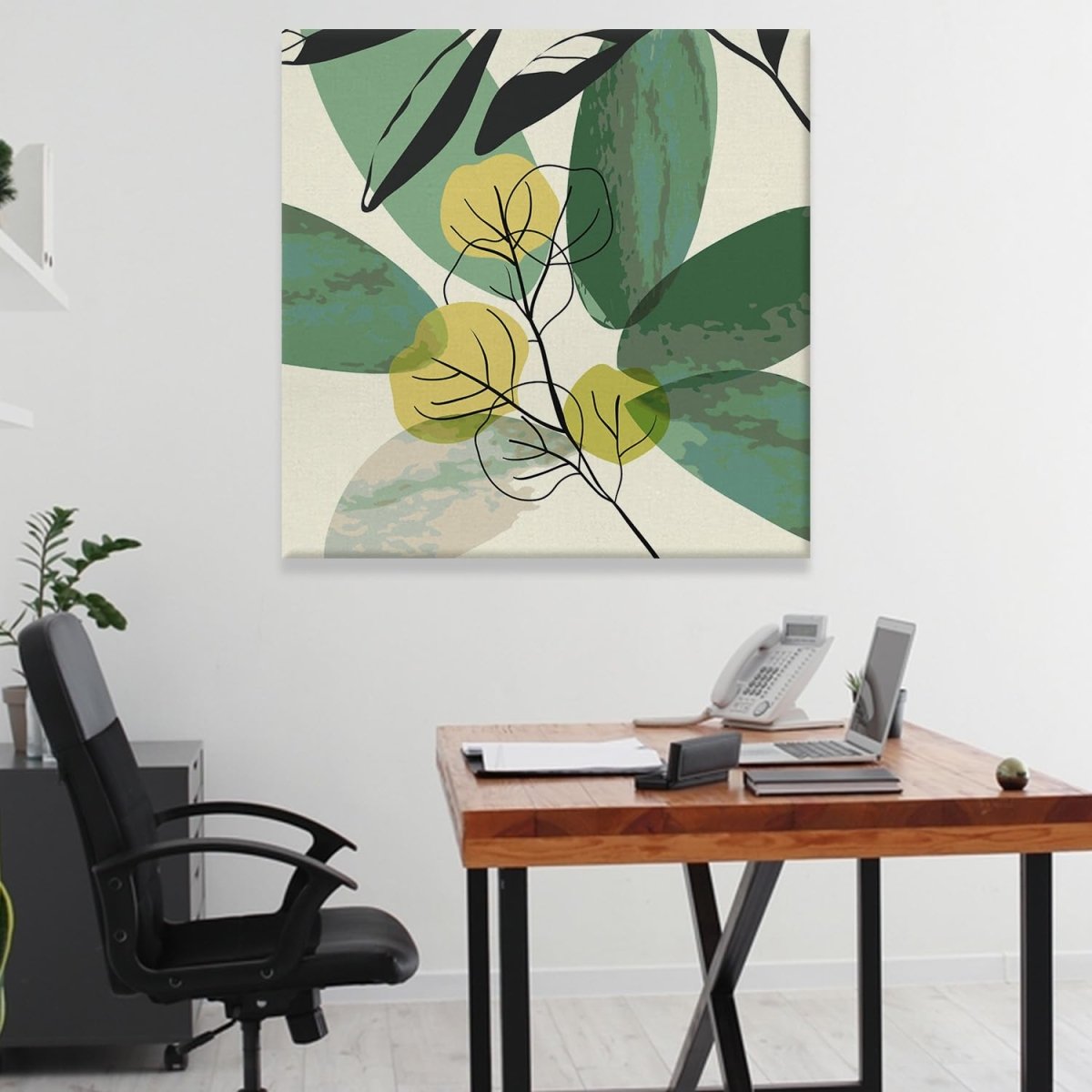 Metalkart Special Emergent Foliage Canvas Wall Painting (36 x 36 Inches)